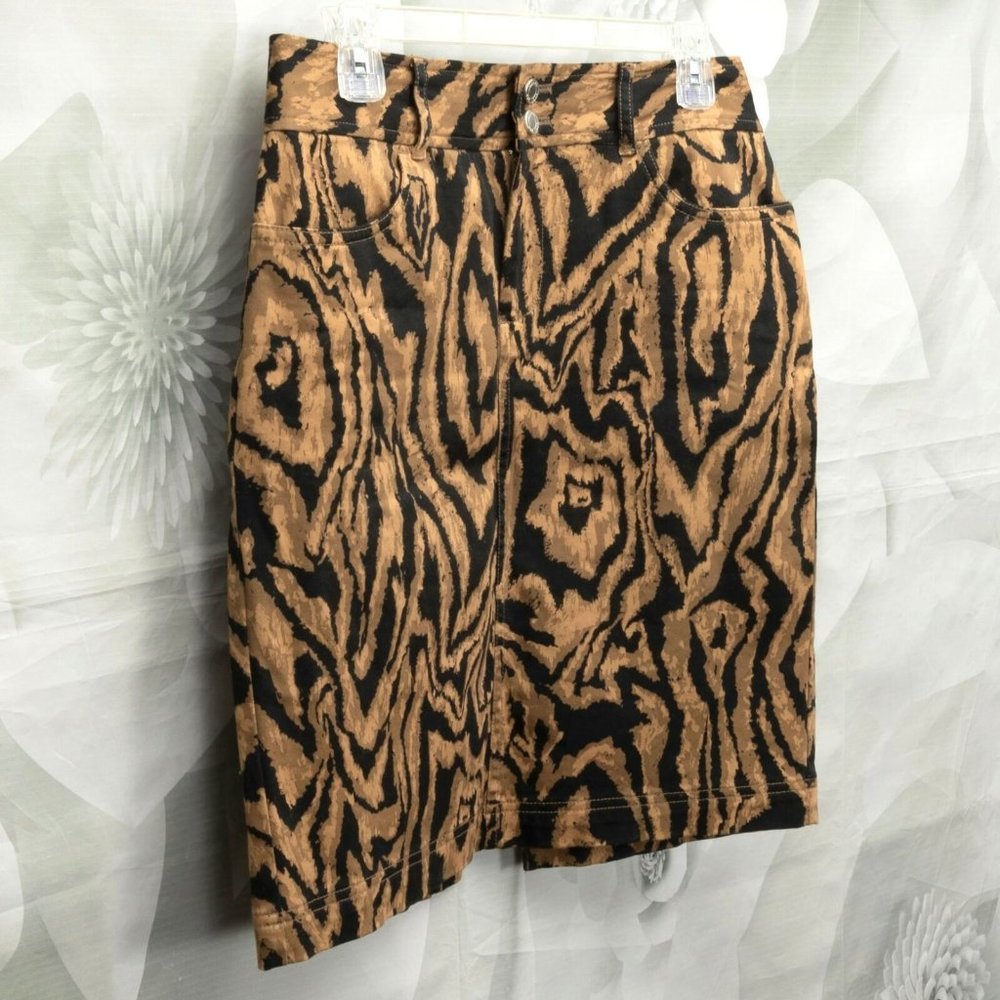 Chaps Animal Print Straight Line Back Slit Skirt